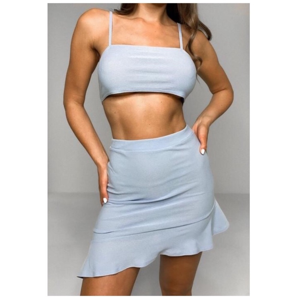 Light Blue Cami Top & Mini Skirt Co Ord Set